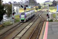 Looking towards Melbourne as a VLocity DMU departs from Sunbury, Victoria on 15 October 2008 [see image 41757]. It is about to pass over the level crossing on the main road into Sunbury - a cause of significant delay to road traffic.<br><br>[Colin Miller 15/10/2008]