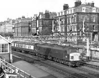 Peak No. 45004 <I>Royal Irish Fusilier</I> sets off past Falsgrave box in July 1976 with Sunday excursion 1Z86, returning day-trippers from Scarborough to the Midlands.<br><br>[Bill Jamieson 04/07/1976]