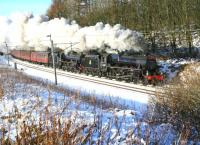 Black 5s 44871+45407 working hard with the winter <I>'Cumbrian Mountain Express'</I> photographed just north of Grayrigg on Saturday 26 January 2013.<br><br>[Peter Rushton 26/01/2013]