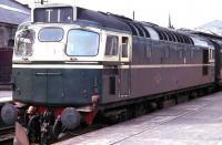 Close-up of a BRCW type 2 (Class 27) standing at Stirling station in 1962.<br><br>[Colin Miller //1962]