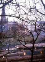 View north across Waverley towards Princes Street and the Scott Monument in Spring 1971, with Aberdeen and Inverness-bound trains standing at the west end platforms.<br><br>[David Spaven //1971]