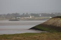 Both embankments of the Solway Viaduct, and the one mile gap that separates them, can be seen in this picture looking from Bowness in England across to Annan in Scotland. Evidence of the tidal range of the Solway Firth can also be seen. From the road behind the camera the long closed Bowness station can also still be seen [See image 42010]<br><br>[Mark Bartlett 03/02/2013]