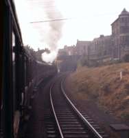 A V2 makes a stormy start on the 1 in 70 climb from Inverkeithing to North Queensferry on 16th July 1961.<br><br>[Frank Spaven Collection (Courtesy David Spaven) 16/07/1961]