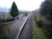 Looking south over Treorchy Station towards Pontypridd along the Treherbert branch in November 2011.<br><br>[David Pesterfield 16/11/2011]