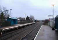 The off-set platforms on Arriva Trains Wales City Line Waun-gron Park station looking towards Cardiff on a miserable February evening in 2011.<br><br>[David Pesterfield 15/02/2011]