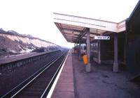 Bishopstone station on the Newhaven-Seaford line, looking towards Seaford in November 1988. <br><br>[Ian Dinmore /11/1988]