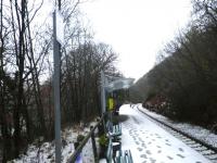 The platform at Falls of Cruachan on 13 February 2013. View west towards Oban.<br><br>[John Yellowlees 13/02/2013]