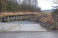 The former level crossing at Heriot looking south on 16 February 2013. Note the concreted access point. [See image 42100]<br><br>[Bill Roberton 16/02/2013]