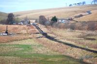 View north towards the former station at Heriot on 16 February with evidence of traffic over the trackbed.<br><br>[Bill Roberton 16/02/2013]