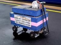 A small piece of infrastructure, but nonetheless important. A water cart, used for topping up HST coolant, stands on the platform at Exeter St Davids in February 2013.<br><br>[Ken Strachan 10/02/2013]