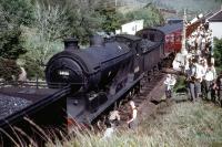 'The Jacobite' railtour of 1 June 1963, organised on behalf of the Scottish Locomotive Preservation Fund, stands at Arisaig. J37 0-6-0 no 64636 is coupled behind sister locomotive 64592.<br><br>[Andy Carr Collection 01/06/1963]