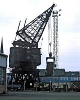 Fixed installations such as this one go a long way towards explaining why BR was lumbered with conveying short wheelbase mineral wagons well into the fourth quarter of the 20th century. An unbraked 16 tonner is unloaded into the hold of a ship at Goole Docks on the evening of 16th May 1974.<br><br>[Bill Jamieson 16/05/1974]