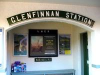 Information recess at Glenfinnan Station with curved station 'nameplate' across the arch. <br><br>[David Pesterfield 20/02/2013]