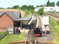 View over the Bure Valley Railway station at Wroxham from Wroxham signal Box on 24 May 2010. The Norwich - Cromer main line runs past on the right.<br><br>[Ian Dinmore 24/05/2010]