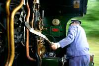 On the footplate of <I>City of Truro</I> between Sheringham and Weybourne in the summer of 2005.<br><br>[Ian Dinmore 22/07/2005]