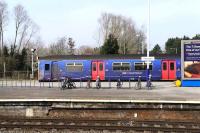 A First Great Western DMU at Swindon on 4 March 2013 awaiting its departure time with a service to Cheltenham.<br><br>[Peter Todd 04/03/2013]