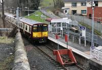 Following the electrification publicity shots, with sleek Class 380s, the Paisley Canal branch seems to have settled down to operation with the more mundane (but perhaps more suitable) inner suburban Class 314 units. 314216 pauses briefly at the terminus before returning to Glasgow.<br><br>[Mark Bartlett 08/03/2013]