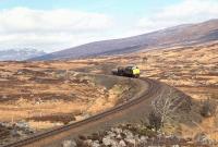 37409 southbound with short freight approaching Rannoch Viaduct in 1991.<br><br>[Ewan Crawford //1991]