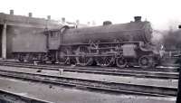 B1 4-6-0 no 61131 in the shed yard at 56A, Wakefield, in an undated photograph. The locomotive was withdrawn from here at the end of 1966 and cut up at Drapers of Hull in February 1967. <br><br>[K A Gray //]