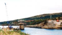 Ongoing work on the Creagan Viaduct in October 1998 during its conversion to a road bridge.<br><br>[Colin Miller 05/10/1998]