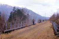 The solum of the Fort Augustus branch high above Loch Lochy in Summer 1966. The weekly coal train, which continued after passenger closure in 1933, survived until 1947 and the line was lifted in the 1950s. Had attempts to push the branch on through the Great Glen to Inverness not been blocked in Parliament by the Highland Railway, then this route might well have survived as one of Scotland's great scenic railways.<br><br>[Frank Spaven Collection (Courtesy David Spaven) //1966]