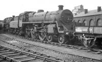 BR Standard class 4 4-6-0 no 75047 photographed at Stoke shed (5D) in the 1960s. The locomotive was withdrawn from here in August 1967, the same month Stoke shed closed to steam.<br><br>[K A Gray //]