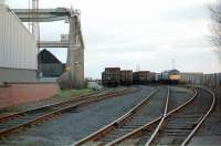 The sidings alongside Methil power station in 1996, with privately preserved 26040 standing over on the right. Methil power station was officially decommissioned in 2000 and demolished in 2011. [See image 16066]<br><br>[Ewan Crawford //1996]