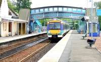 An Aberdeen bound train runs non-stop through Dunblane station platform 2 in June 2005.<br><br>[John Furnevel 22/06/2005]