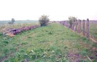 View east at Whiterigg (also referred to as Whitrigg in some publications) north east of Aidrie in 1997. Located at the end of the Ballochney Railway, close to where it joined the Slamannan Railway, the station closed to passengers in 1930. This section of the line survived until 1956. <br><br>[Ewan Crawford //1997]