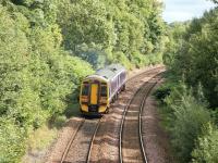 158712 accelerates east after leaving Maryhill station with an Anniesland - Queen Street service on an August afternoon in 2006. The train has just passed below Maryhill Road. [See image 10851]<br><br>[John Furnevel 14/08/2006]