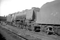 Stanier Pacific no 46255 <I>City of Hereford</I> stands at the back of Upperby shed yard in October 1964, the month of its withdrawal from neighbouring Kingmoor. The locomotive was cut up at Arnott Young, Troon, by the end of the year.<br><br>[K A Gray 17/10/1964]