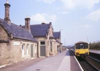 A class 150 DMU stands at Mexborough in April 1990. Platform view east towards Doncaster.<br><br>[Ian Dinmore 12/04/1990]