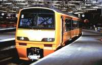 320302 at Glasgow Central just prior to commencement of service with ScotRail in 1990. At that time the 320's were being used on test runs to Gourock and this visit to Glasgow Central High Level may have been in connection with those tests.<br><br>[Graham Morgan //1990]