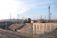 Brush Type 4 No. 47116 climbing from Tinsley Marshalling Yard up the steep incline to the Motive Power Depot in 1979. [See image 4747]  <br><br>[Mark Bartlett 26/11/1979]