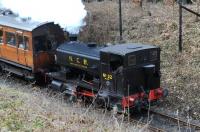 Andrew Barclay NCB (No 6 Area B Group) 0-4-0ST no 22 with it's teak-bodied inspection coach heading up the gradient at Beamish Museum on 2 April 2013.<br><br>[Brian Taylor 02/04/2013]