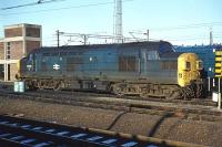 Locomotive 37049 at rest alongside BR's Colchester MPD on 3rd January 1977.<br><br>[Mark Dufton 03/01/1977]
