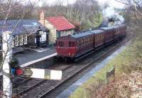 <I>Twizell</I> takes a train away from Andrews House on the Tanfield Railway on 30 March 2013. [See image 42597]<br><br>[Colin Alexander 30/03/2013]