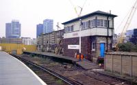 Nearly finished. The remains of London's Broad Street terminus awaiting commencement of the final phase of the demolition programme. The temporary platform had been built the previous year. Demolition was completed by the end of 1986.<br><br>[Ian Dinmore //1986]