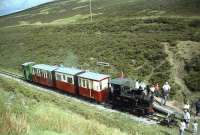 Visiting O&K 0-4-0T&WT No 22 <I>Montalban</I> has a rest at Glengonnar, the summit of the former Wanlockhead and Leadhills Railway, on 16 August 1997. This was the highest point reached by adhesion working on the UK standard gauge network.<br><br>[John McIntyre 16/08/1997]