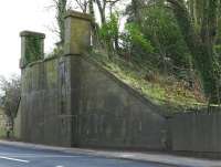 The southern abutment of the MDLR bridge over the A77 just south of Turnberry Station in 2010. [See image 42784] <br><br>[Colin Miller 09/04/2010]