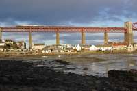 A4 60009 <I>Union of South Africa</I> crossing the Forth Bridge with the second 'Forth Circle' trip of the day on 21 April.<br><br>[Bill Roberton 21/04/2013]