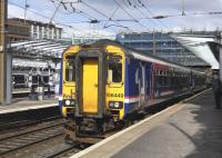 156449 leaves Haymarket with a Glasgow Central service on 23 April with much new construction in evidence.<br><br>[Bill Roberton 23/04/2013]