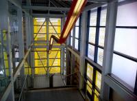 The colour scheme is loud, the exposed piping looks like the Pompidou Centre turned inside out; but for some strange and inexplicable reason, I actually like the stairs down to the platforms at Jewellery Quarter.<br><br>[Ken Strachan 24/03/2013]