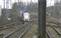 <I>Welcome home!</I> DRS 37218 on 0Z37 Kirkby Stephen to Carlisle Wapping Sidings arriving back at Carlisle on 23 March following a spell of snow plough duty on the S&C.<br><br>[Ken Browne 23/03/2013]