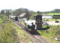 Scene at Cranmore on the East Somerset Railway on 4 May 2013 with GWR 0-6-2T no 5637 in the process of running round its train.<br><br>[Peter Todd 04/05/2013]