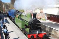 Two former residents of Philadelphia prepare to drop down the bank towards Grosmont on 30th April 2013. The lining and lettering brush awaits No. 29.  Both 29 and 'Sir Nigel Gresley' were running in after extensive work. <br><br>[Brian Taylor 30/04/2013]