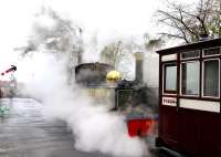 Lynton and Barnstaple Railway 0-6-0T no 190 <I>LYD</I> prepares to leave Woody Bay on 14 May 2013.<br><br>[Peter Todd 14/05/2013]