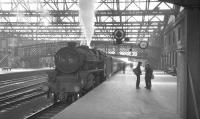 <I>'Right - let's start at Upperby... well Kingmoor gets my vote...' </I> Happy days at Carlisle station on a fine Saturday morning in the summer of 1965. The train is the 8.15am Newcastle - Heads of Ayr, preparing to leave behind Polmadie Black 5 no 44796.<br><br>[K A Gray 26/06/1965]