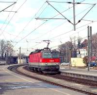 The early afternoon Zrich to Mnchen Euro-City express has left Lindau Hbf on 7 May 2013, allowing the release of BB electric No 1144 105, which had brought the train in from Bregenz. It will be six years at least before the DB main line to Mnchen is electrified, so Lindau will continue to see a significant amount of diesel haulage for some time to come. <br><br>[Bill Jamieson 07/05/2013]