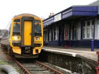 Unit 158707 stands at Kyle of Lochalsh on 29 September 2009 after arriving with the 11.01 ex-Inverness.  The train will eventually leave as the 14.35 return service.<br><br>[John Furnevel 29/09/2009]